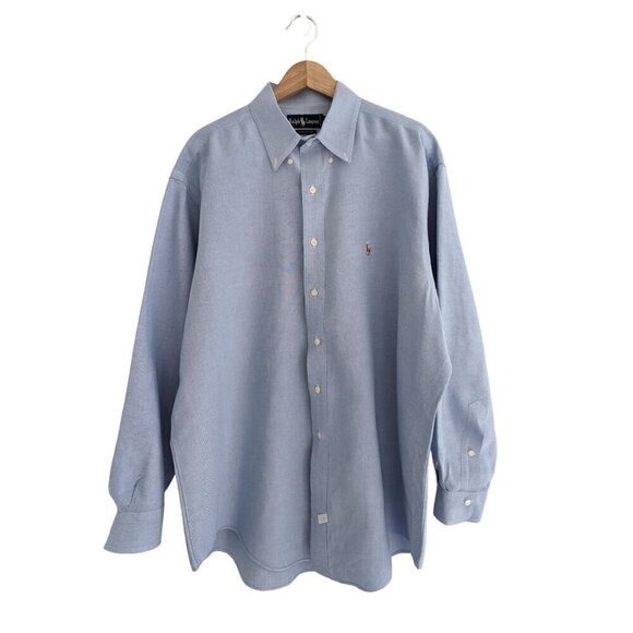 Ralph Lauren Cotton Blue Button Down Shirt Size 17 34 - Picture 1 of 9
